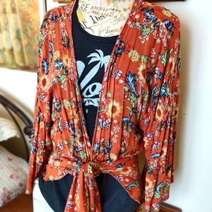 So pretty! Rust color kimono, duster, size L/XL